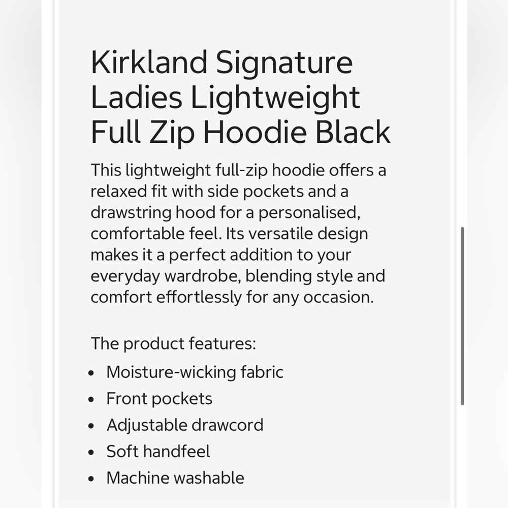 Kirkland Signature Women Lightweight Zip Up Hoodie - Picture 4 of 6